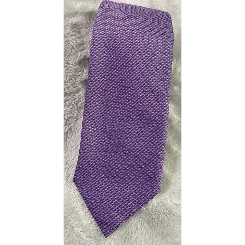 Hugo Boss Necktie Mens 3" Purple Silk Made in Italy Micro Textured Classic Tie